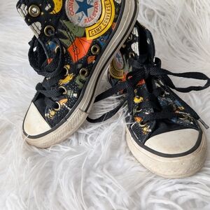 Converse Kids High-Top Sneakers - Black Camping Graphics! 🔥 ⛺ 🌲